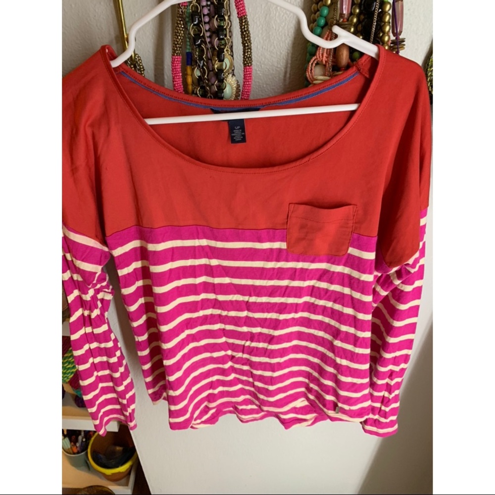 Tommy Hilfiger red & pink striped shirt small